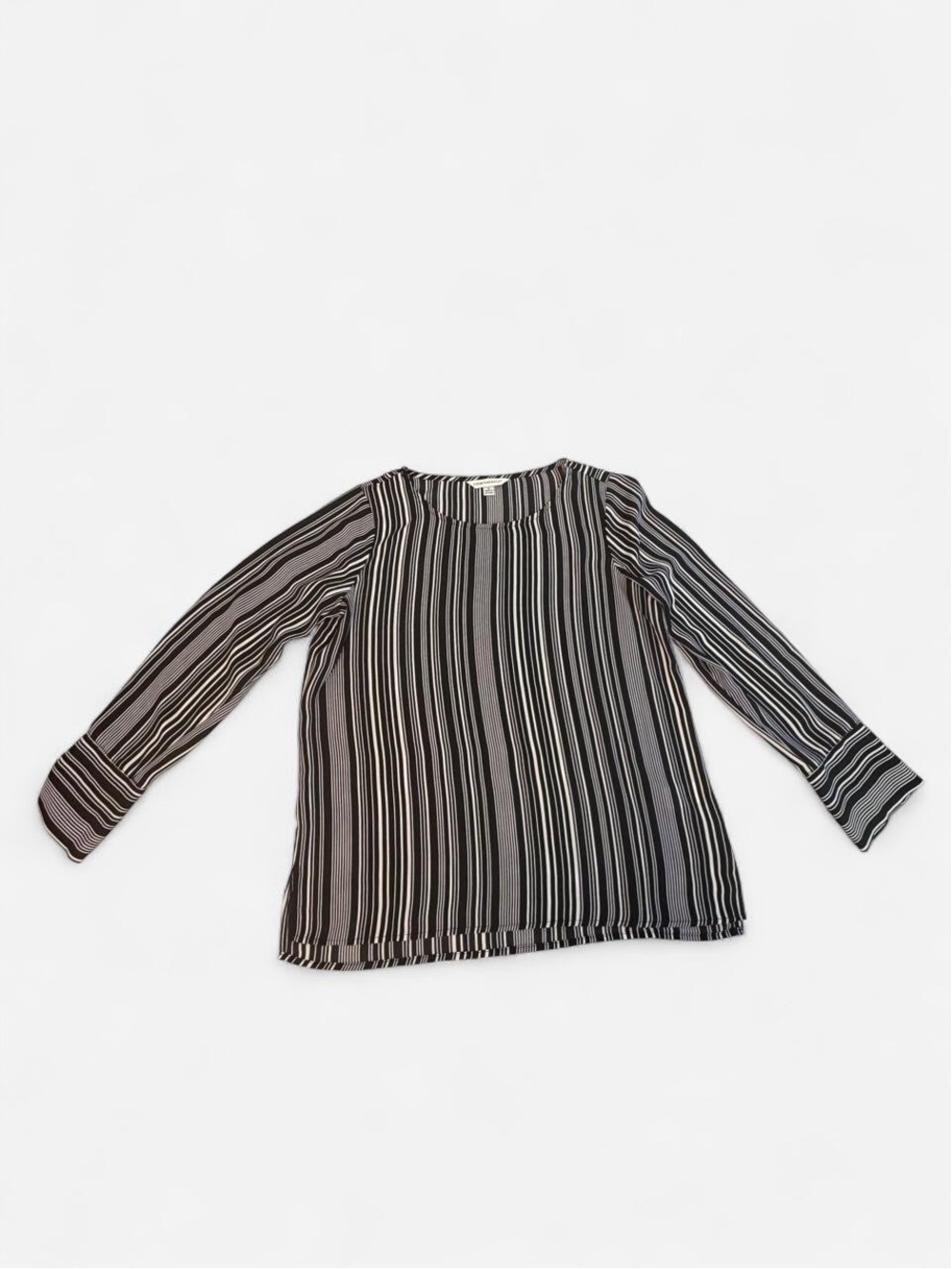 Counterparts Vertical Stripe Long-Sleeve Blouse - Black & White